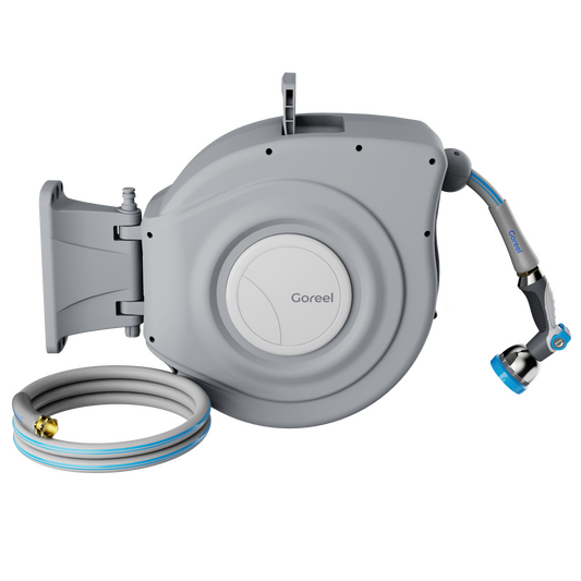 Retractable Garden Hose Reel, 1/2 in x 65 ft, Light Gray