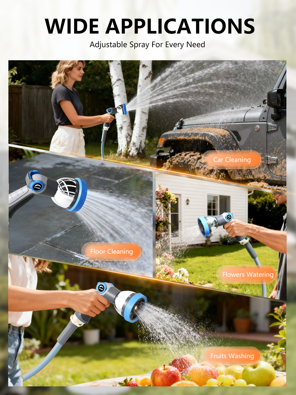 Retractable Garden Hose Reel, 1/2 in x 100 ft, Light Gray