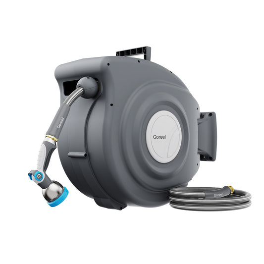 Retractable Garden Hose Reel 1/2 in x 100 ft, Dark Gray