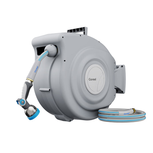 Retractable Garden Hose Reel, 1/2 in x 100 ft, Light Gray