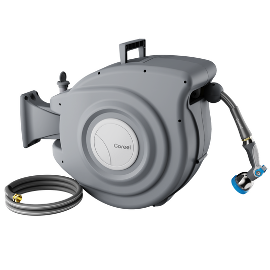 Retractable Garden Hose Reel 5/8 in x 65 ft, Dark Gray