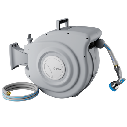 Retractable Garden Hose Reel, 5/8 in x 65 ft, Light Gray