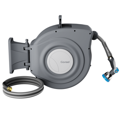 Retractable Garden Hose Reel, 1/2 in x 65 ft, Dark Gray