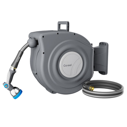 Retractable Garden Hose Reel, 1/2 in x 65 ft, Dark Gray