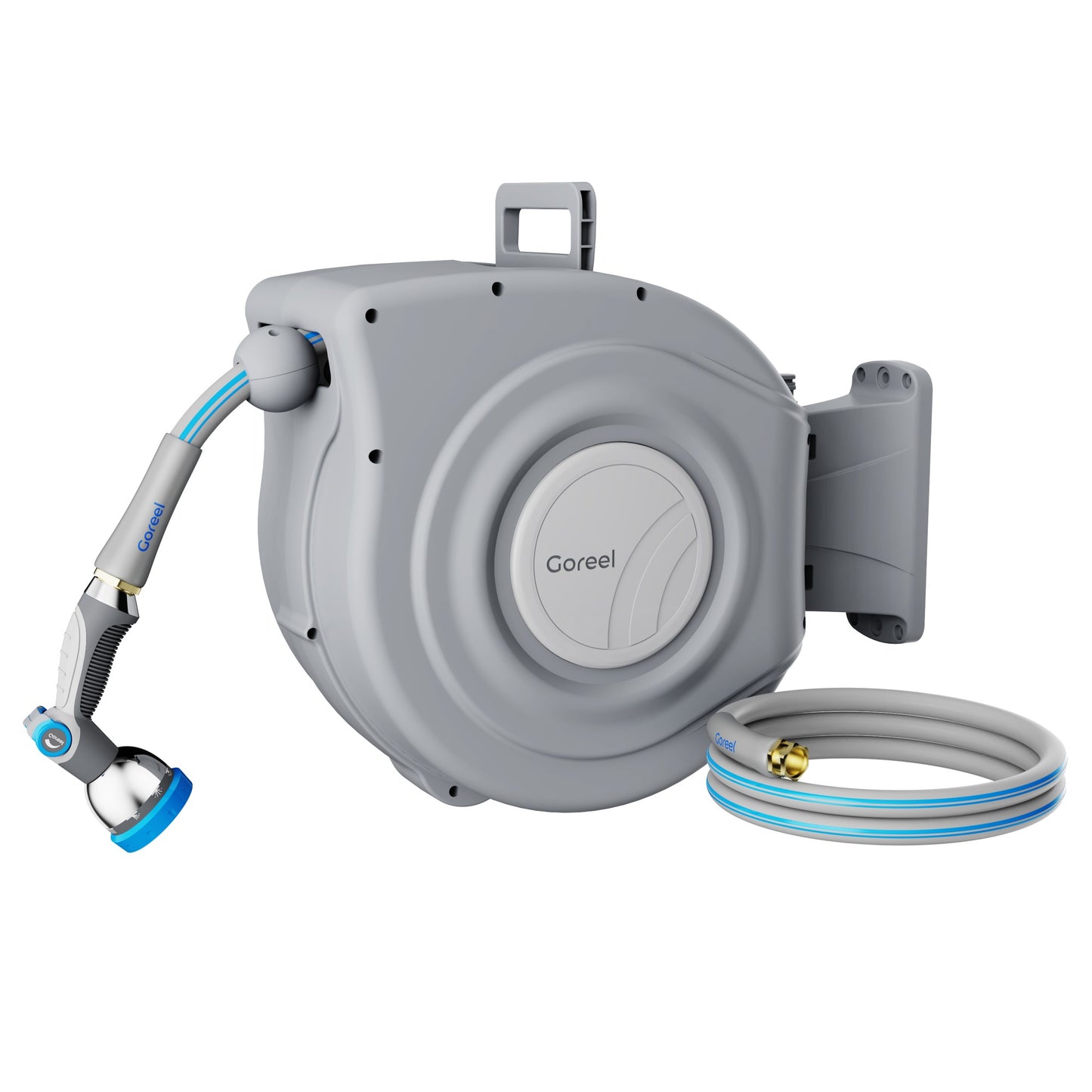 Retractable Garden Hose Reel, 1/2 in x 65 ft, Light Gray