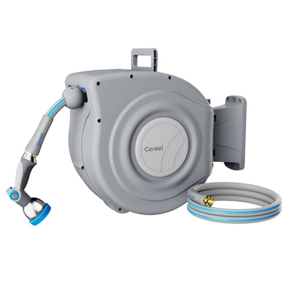 Retractable Garden Hose Reel, 1/2 in x 65 ft, Light Gray