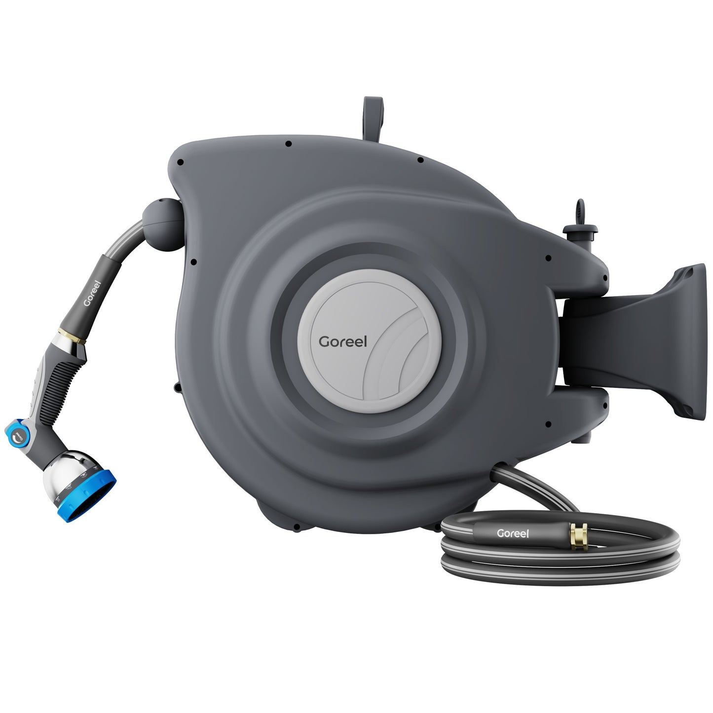 Retractable Garden Hose Reel 5/8 in x 65 ft, Dark Gray