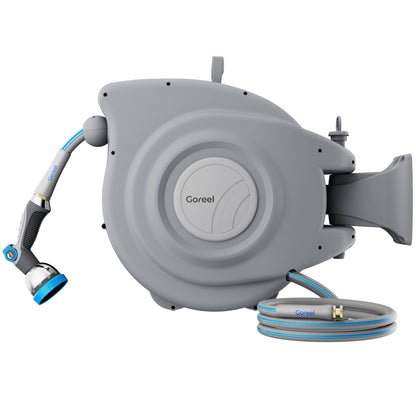 Retractable Garden Hose Reel, 5/8 in x 65 ft, Light Gray