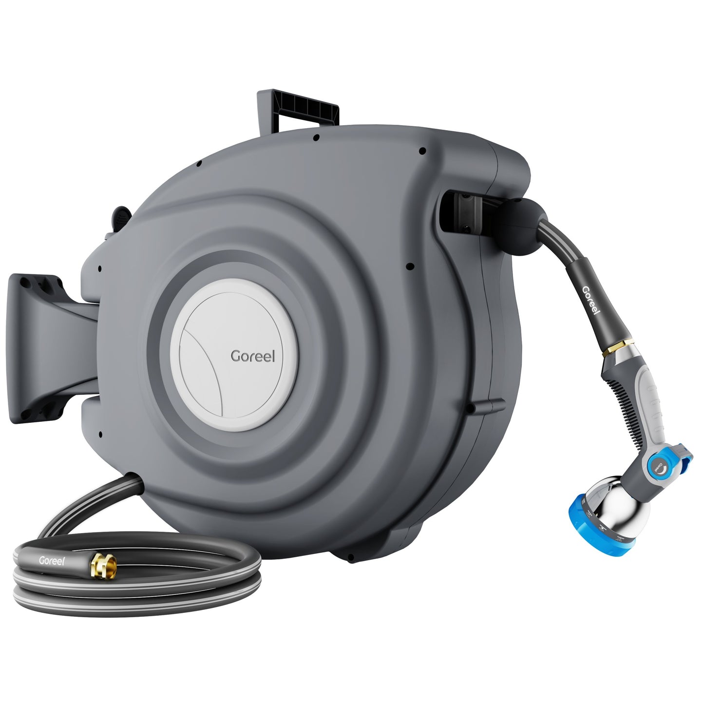 Retractable Garden Hose Reel 1/2 in x 100 ft, Dark Gray