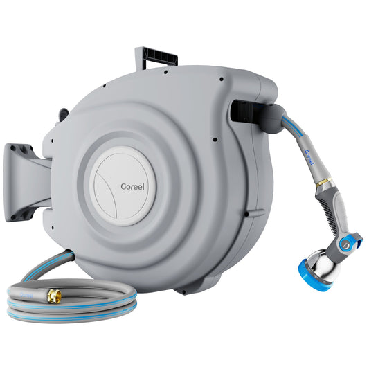 Retractable Garden Hose Reel, 1/2 in x 100 ft, Light Gray