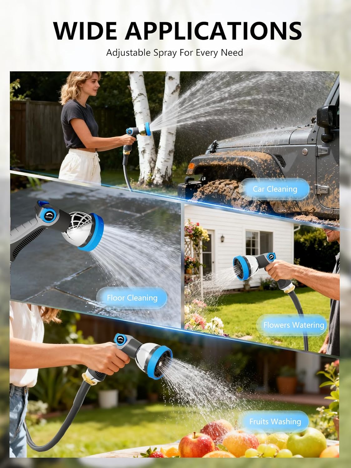 Retractable Garden Hose Reel, 1/2 in x 65 ft, Dark Gray