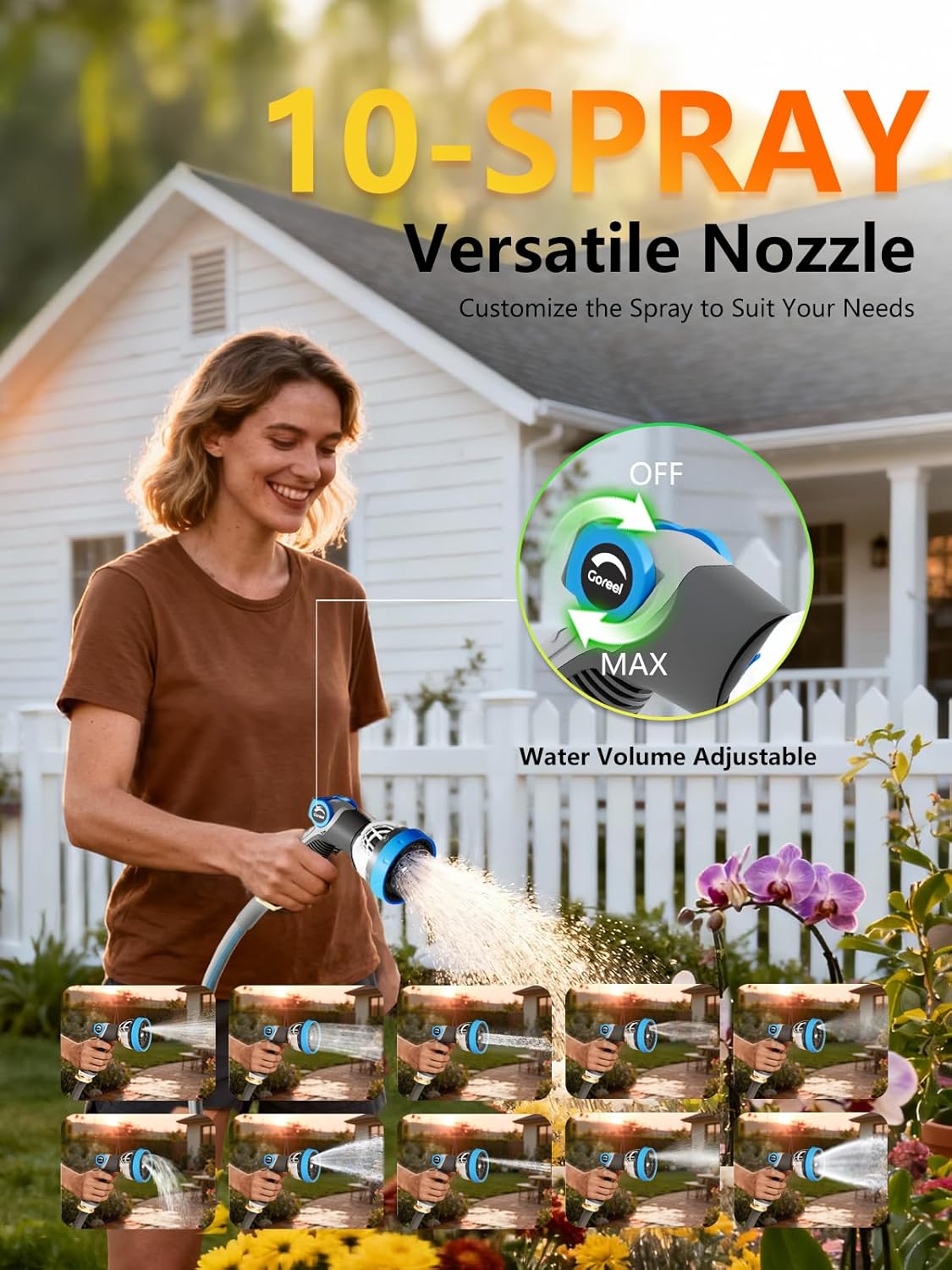 Retractable Garden Hose Reel, 5/8 in x 65 ft, Light Gray