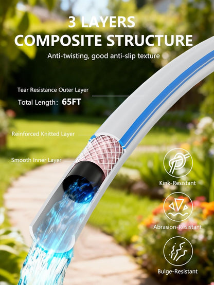 Retractable Garden Hose Reel, 5/8 in x 65 ft, Light Gray